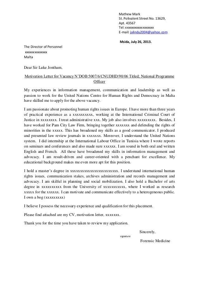 4 Sample Of Motivation Letter For Job Template With Example 
