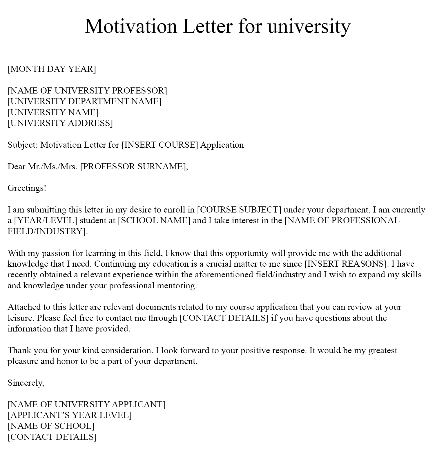 how to write a motivation letter pdf