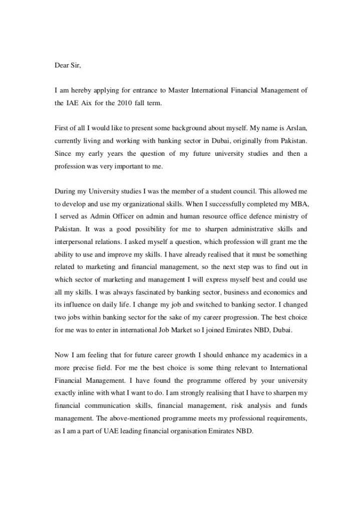 motivation letter for master thesis